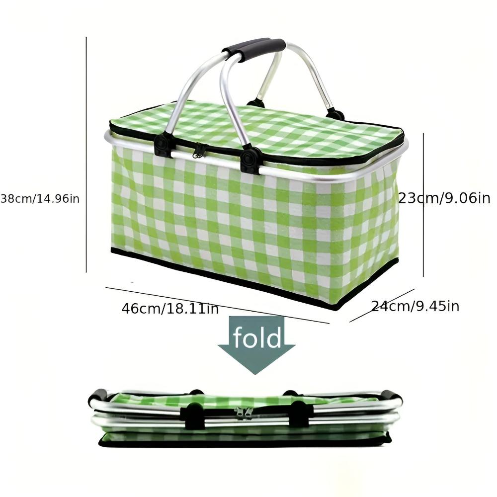 Picknickmand Opvouwbaar | 22L Geïsoleerd | 4 Uur Koel/Warm | Oxford Stofv