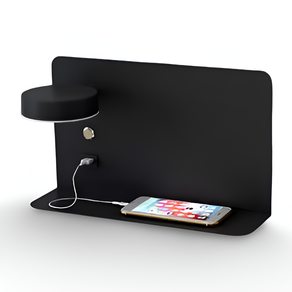 DualDelight wandlamp | aluminium LED nachtlampje | met plank & USB-oplaadpoort