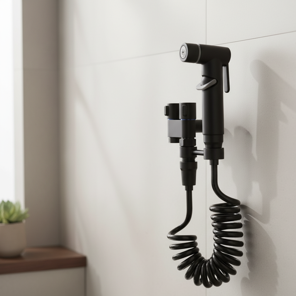 AuriJet roestvrijstalen bidetspuit – wc-douche met drukregeling & ergonomisch handvat