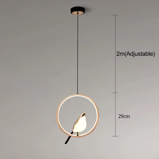 Aviora – Hanglamp met gouden vogel (LED, glas & metaal)