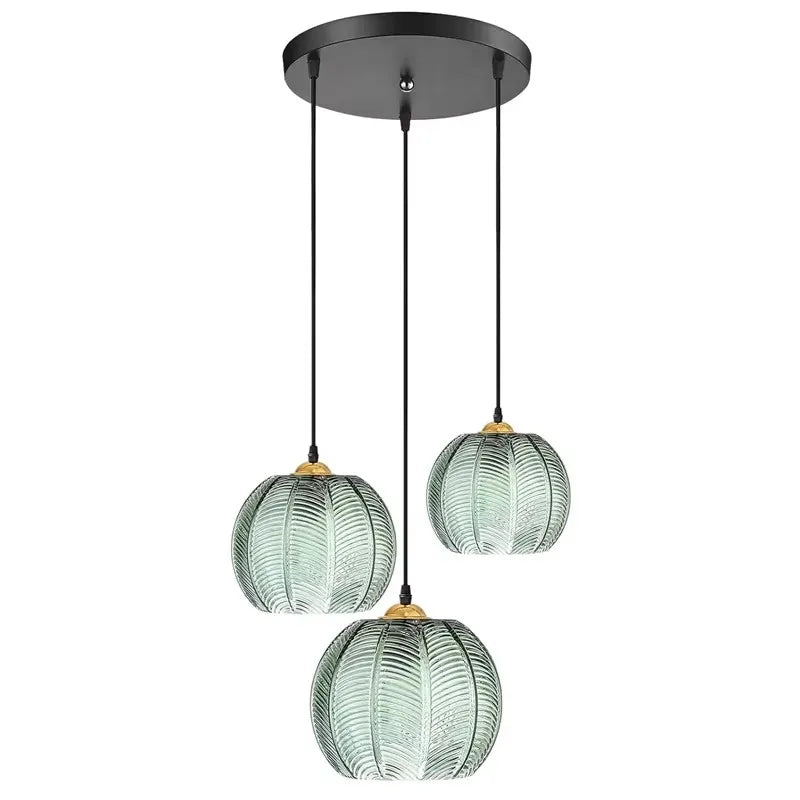 Noctylla | glazen hanglamp met Scandinavisch bladpatroon in groen