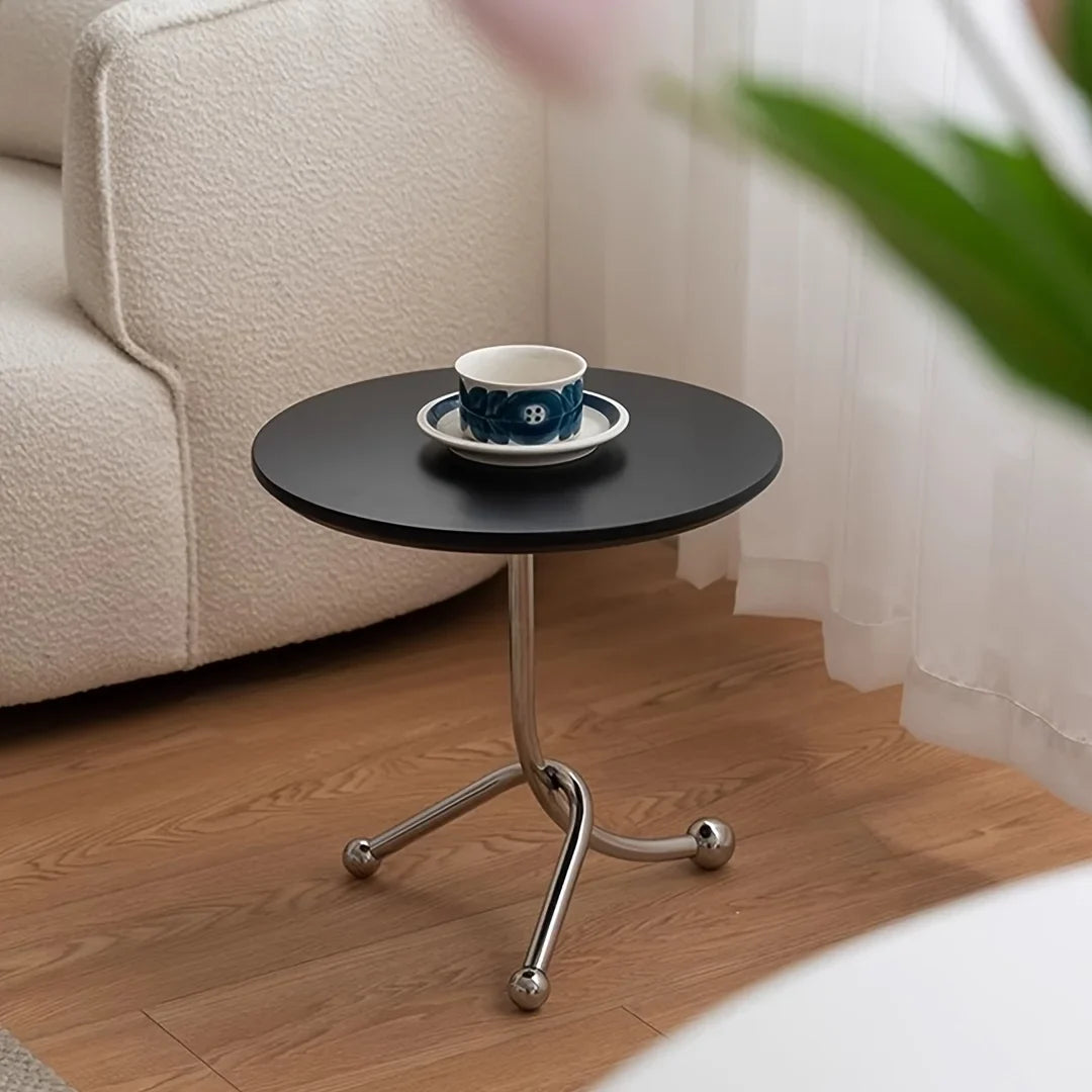 Elystra Ronde Bijzettafel | Vintage Houten Blad & Metalen Poten | Tijdloos Design voor Woonkamer & Slaapkamer