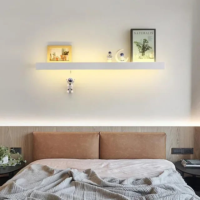 Luntheris – Moderne LED-wandlamp met plank voor slaapkamer & woonkamer