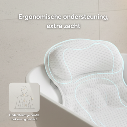 BathCloud 4D Badkussen | Ergonomische Nek- & Rugsteun | Ademend 4D Mesh | Anti-Slip Zuignappen