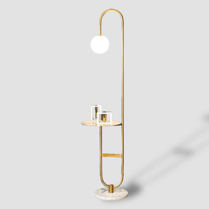 Oranthe Luno | LED-vloerlamp in Scandinavische stijl met geïntegreerd bijzettafeltje