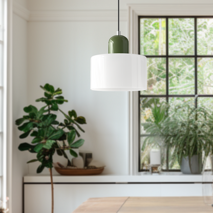 Bauhaus bolvormige glazen hanglamp | tijdloos design | glas & metaal | E27 fitting