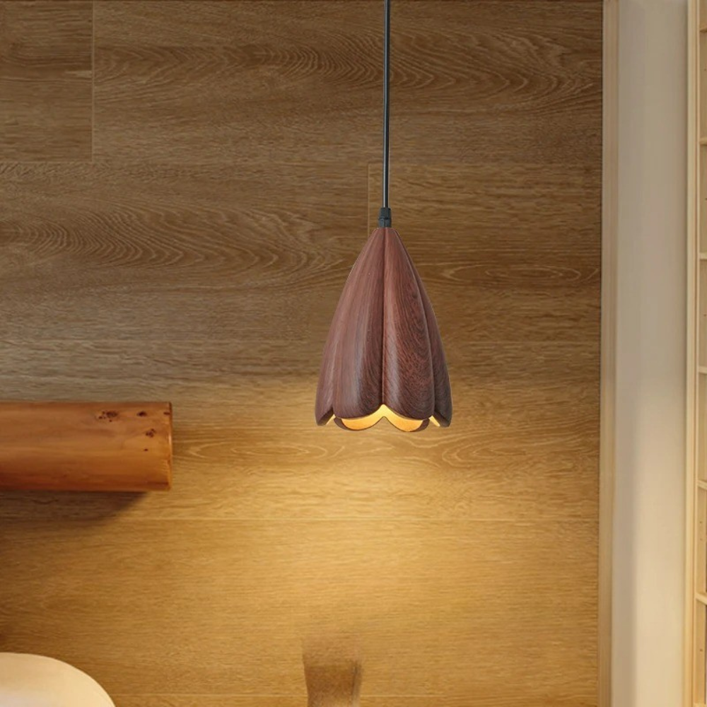 NordLume lamp | moderne hanglamp van walnotenhout in bruin, Scandinavische stijl