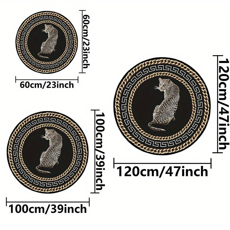 LunaWeave | Runder tapijt in luipaarddesign | Luxe dierenprint tapijt – stijlvol, antislip & onderhoudsvriendelijk