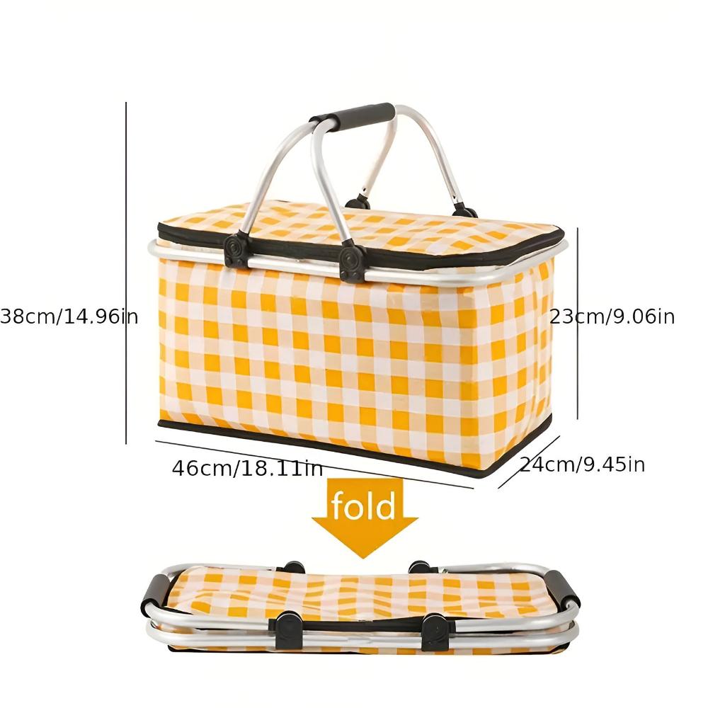 Picknickmand Opvouwbaar | 22L Geïsoleerd | 4 Uur Koel/Warm | Oxford Stofv