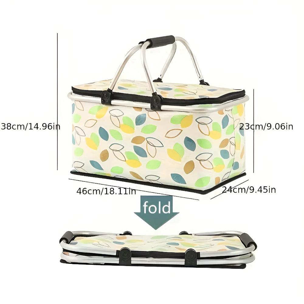 Picknickmand Opvouwbaar | 22L Geïsoleerd | 4 Uur Koel/Warm | Oxford Stofv