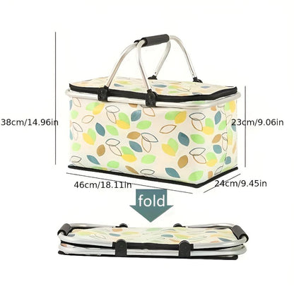 Picknickmand Opvouwbaar | 22L Geïsoleerd | 4 Uur Koel/Warm | Oxford Stofv