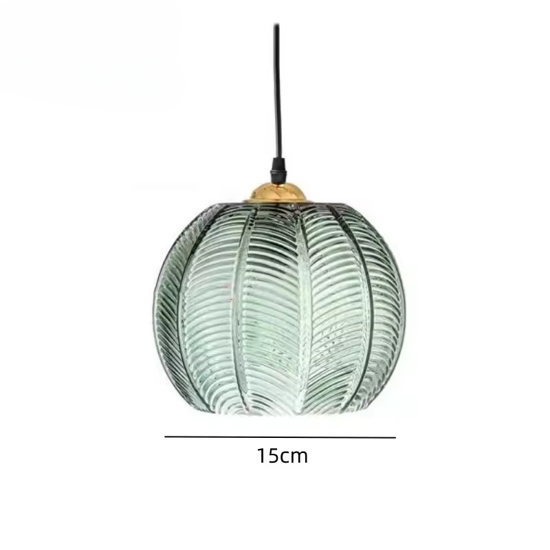 Noctylla | glazen hanglamp met Scandinavisch bladpatroon in groen