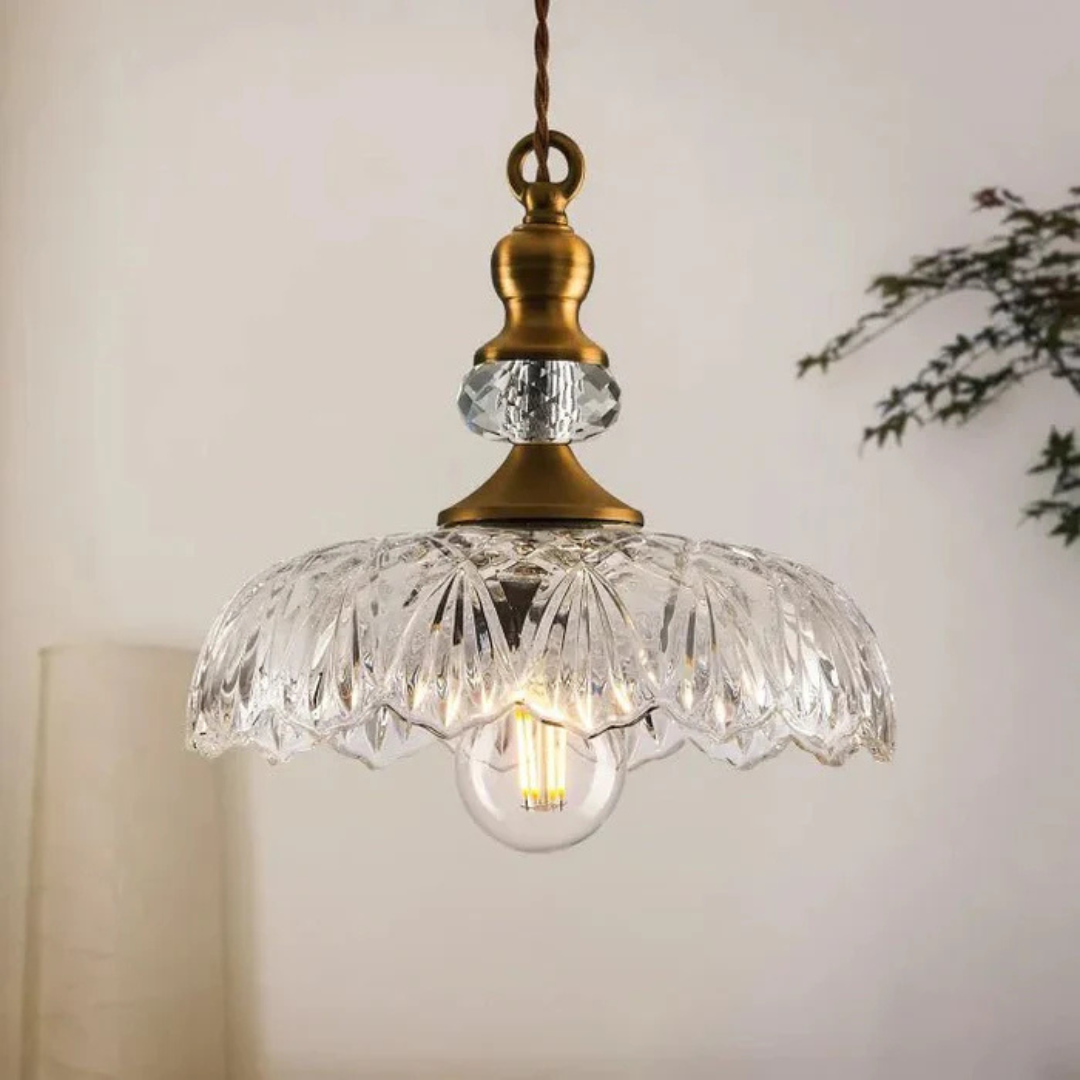 Aelius – Retro glazen hanglamp (Ø24 cm) met metalen accenten voor eetkamer & keuken
