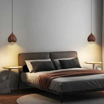 NordLume lamp | moderne hanglamp van walnotenhout in bruin, Scandinavische stijl