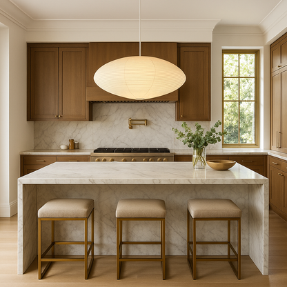 WabiLight | Japandi papieren hanglamp | handgemaakt ontwerp in Wabi-Sabi stijl met warm LED-licht