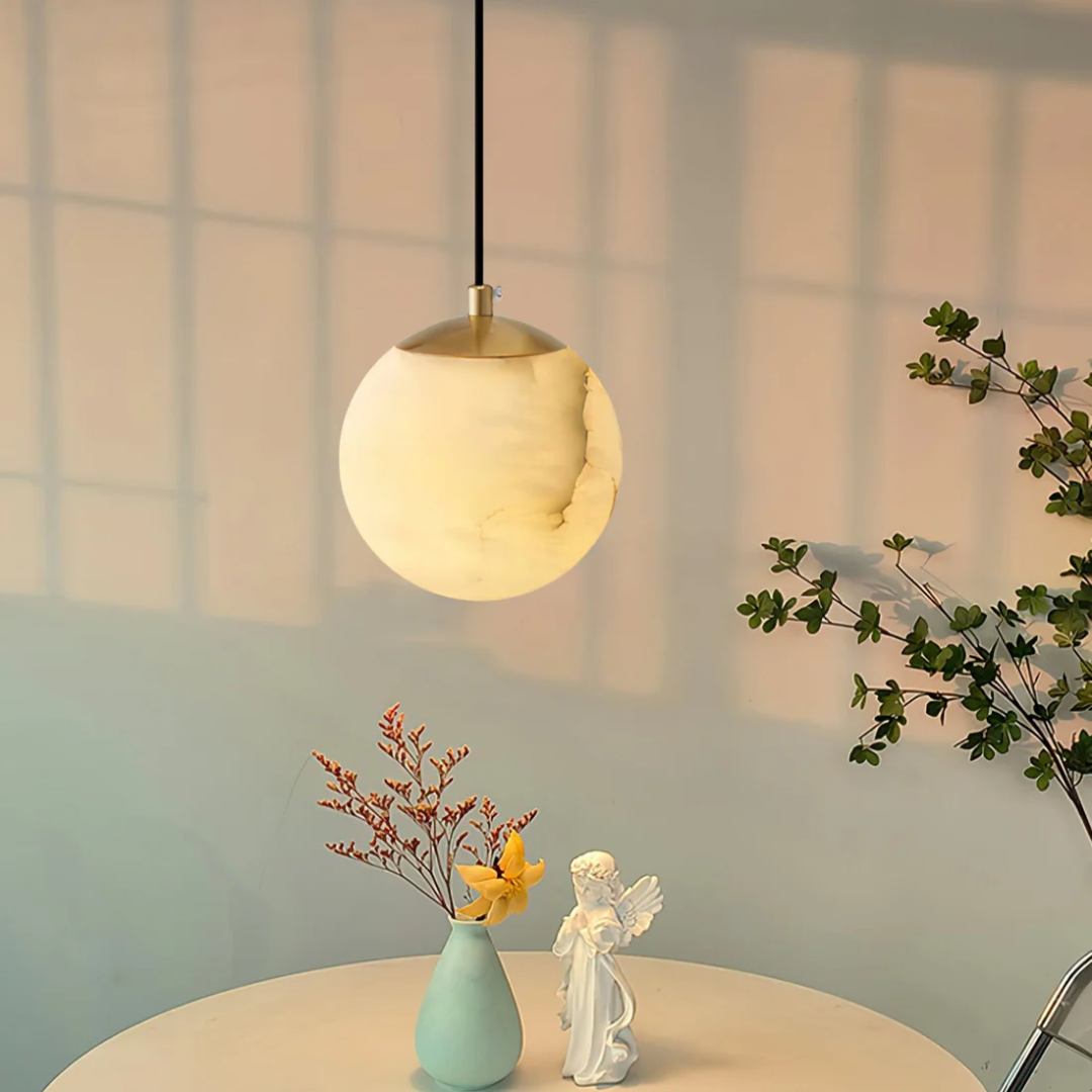 Alvora Orb | hanglamp van albast met warm LED-licht