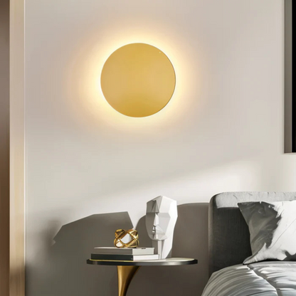 Hadro Arc | Ronde LED wandlamp in zwart-goud voor binnenruimtes