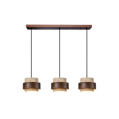 Vira Sabi | Hanglamp van travertijn en hout in Wabi-Sabi-stijl