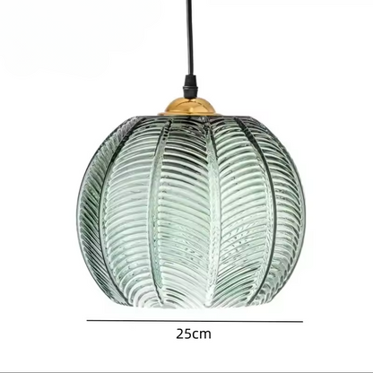 Noctylla | glazen hanglamp met Scandinavisch bladpatroon in groen