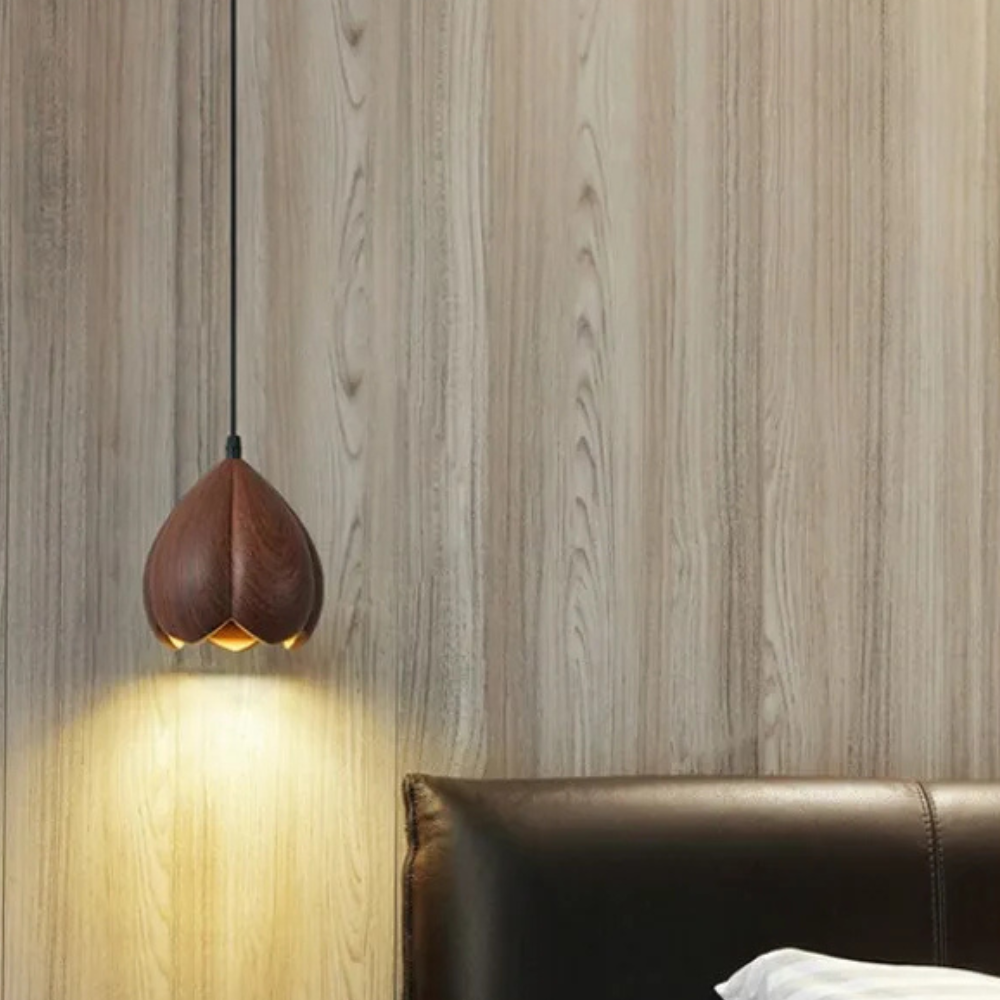 NordLume lamp | moderne hanglamp van walnotenhout in bruin, Scandinavische stijl