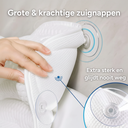 BathCloud 4D Badkussen | Ergonomische Nek- & Rugsteun | Ademend 4D Mesh | Anti-Slip Zuignappen