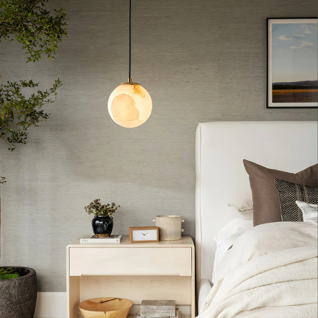 Alvora Orb | hanglamp van albast met warm LED-licht