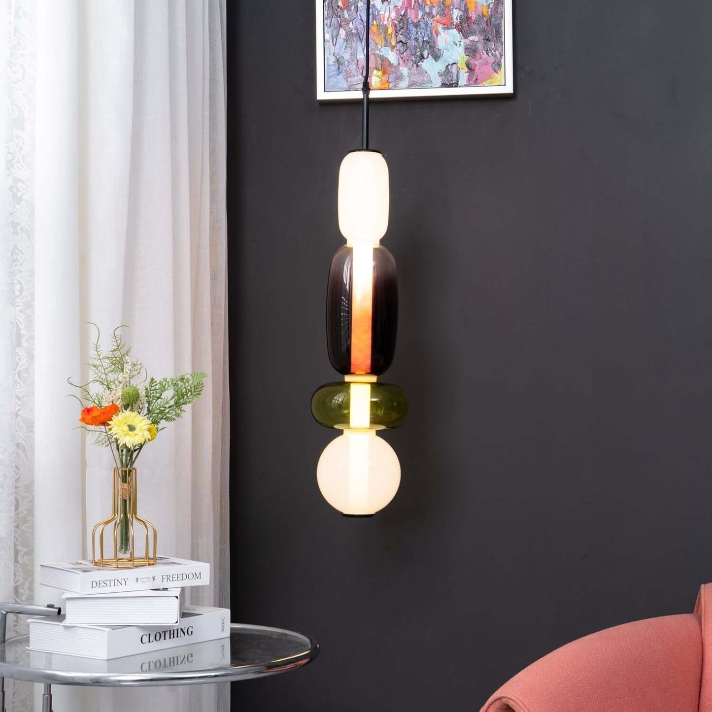 Elegante design hanglamp – moderne gekleurde glas