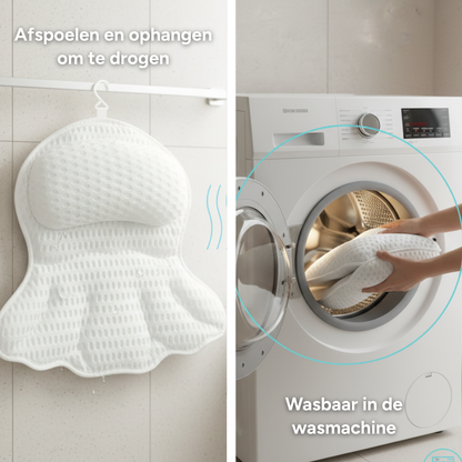 BathCloud 4D Badkussen | Ergonomische Nek- & Rugsteun | Ademend 4D Mesh | Anti-Slip Zuignappen