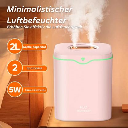 2L Ultrasone Luchtbevochtiger met Dual-Spray & Nachtlampje – Kamerluchtbevochtiger 2000ml