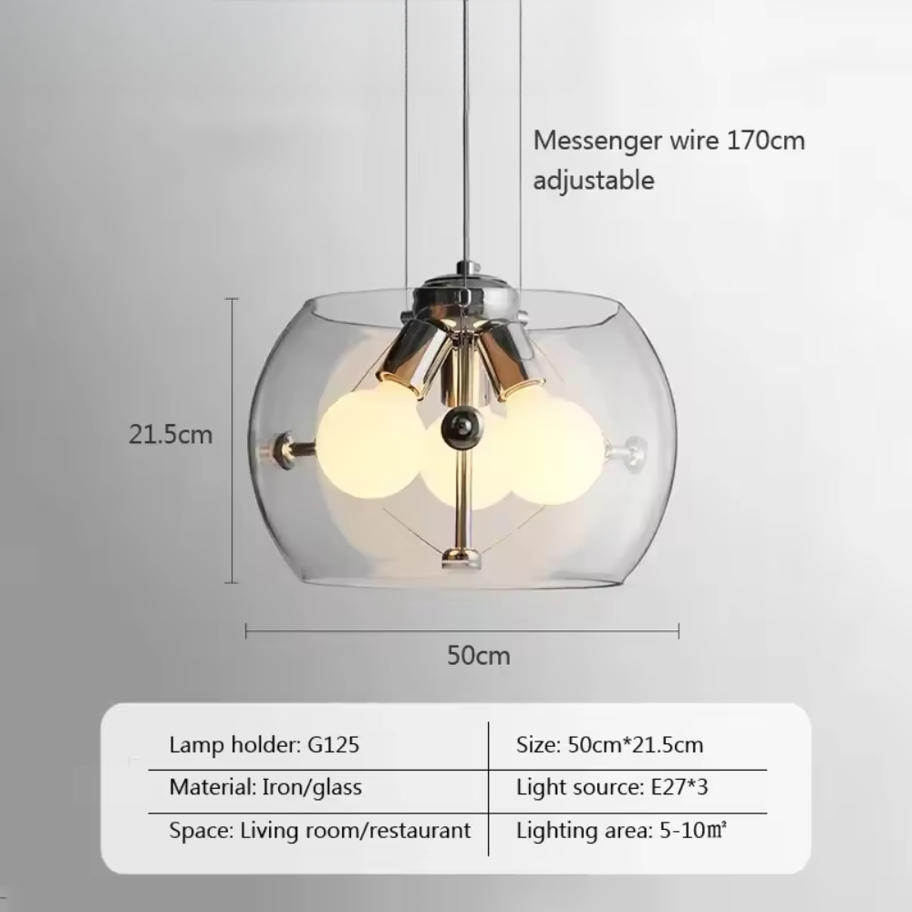 Aurion | Moderne glazen LED-hanglamp voor keuken, woonkamer en eetkamer