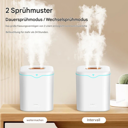 2L Ultrasone Luchtbevochtiger met Dual-Spray & Nachtlampje – Kamerluchtbevochtiger 2000ml