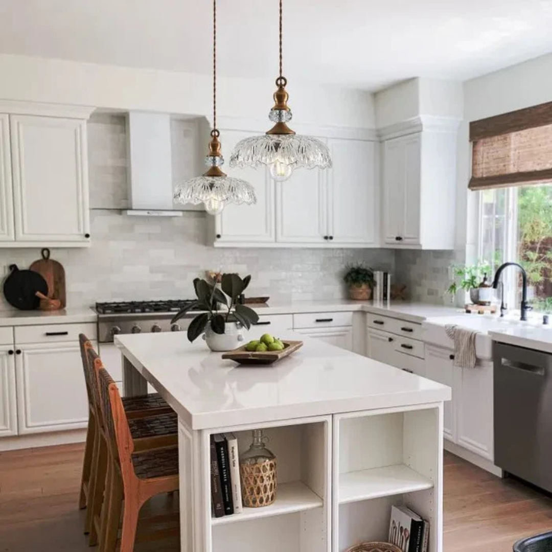 Aelius – Retro glazen hanglamp (Ø24 cm) met metalen accenten voor eetkamer & keuken