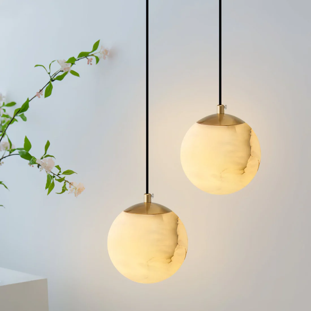 Alvora Orb | hanglamp van albast met warm LED-licht