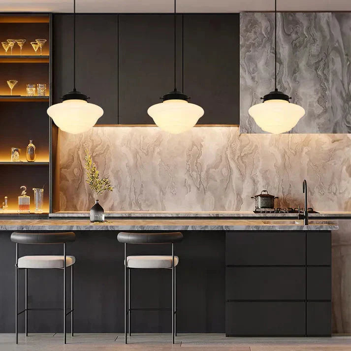 Lunara | Geometrische melkglas hanglamp in wit