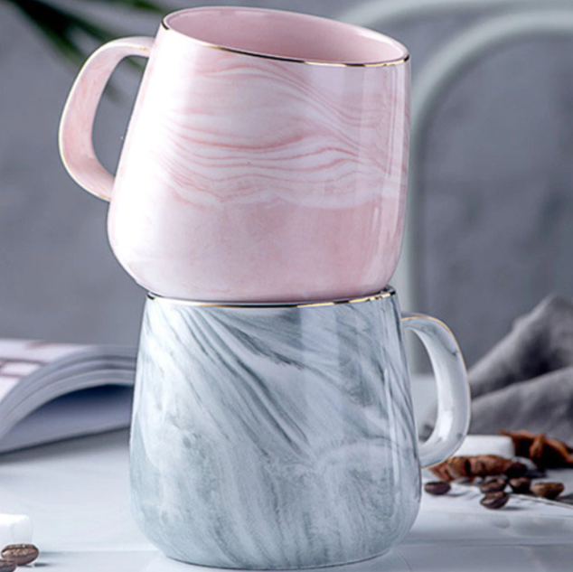 Marmer-Goud-Inlegmok | Handgemaakte Keramische Mok | Luxe Ontwerp & Geschenkidee