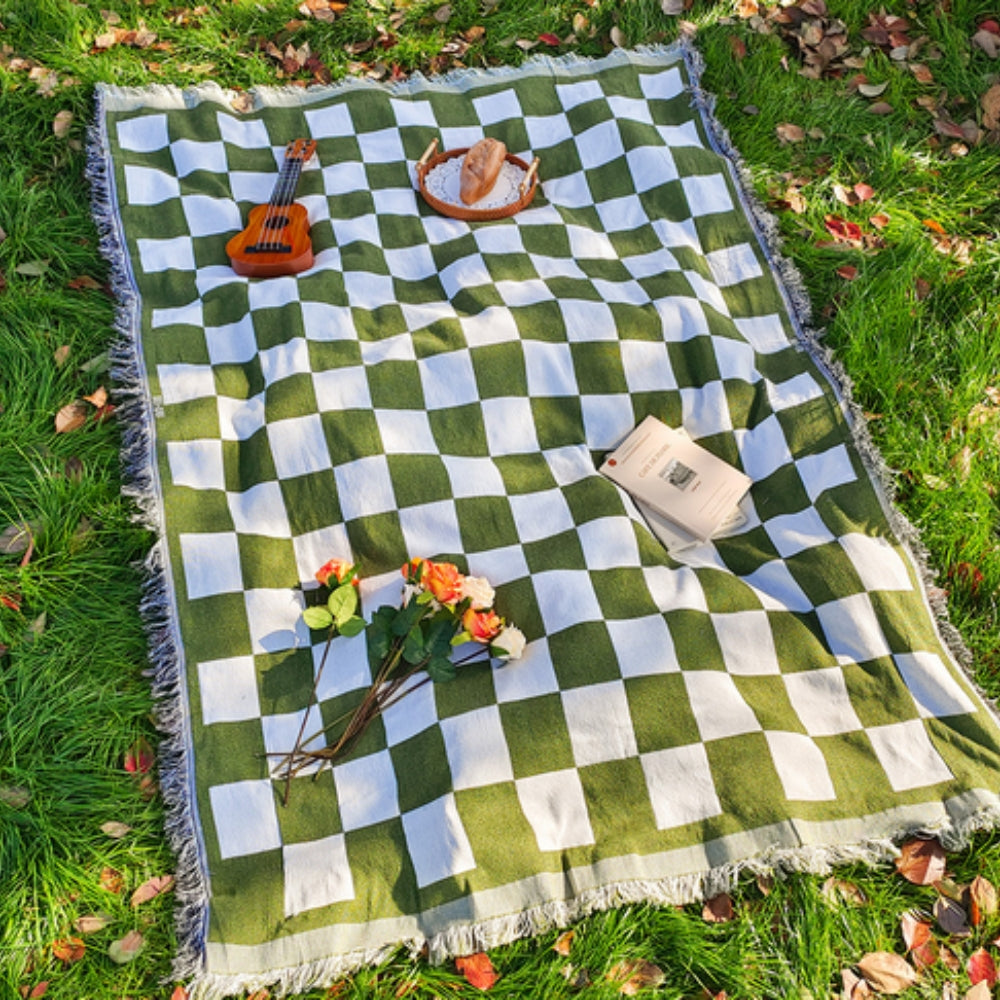 Picknickkleed Geruit | 130x180 cm | Met Franjes | Microvezel
