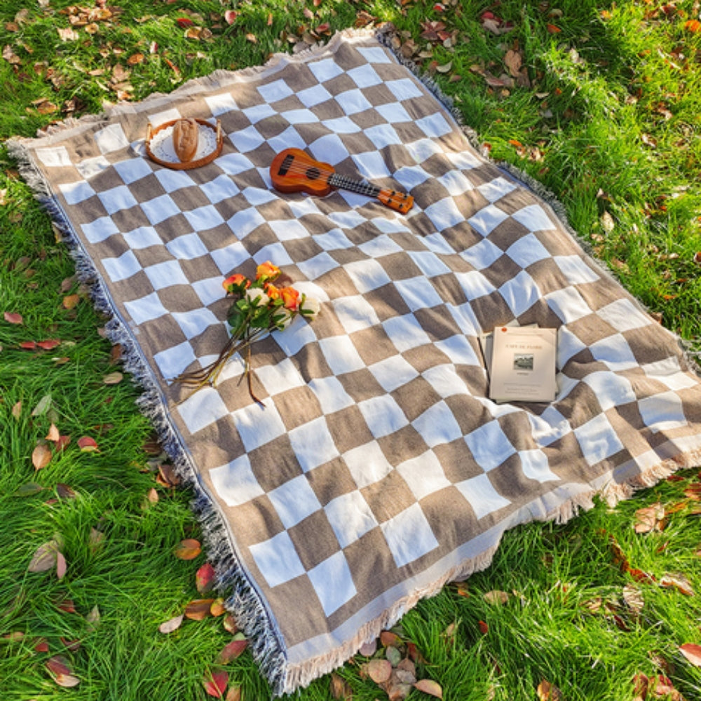 Picknickkleed Geruit | 130x180 cm | Met Franjes | Microvezel