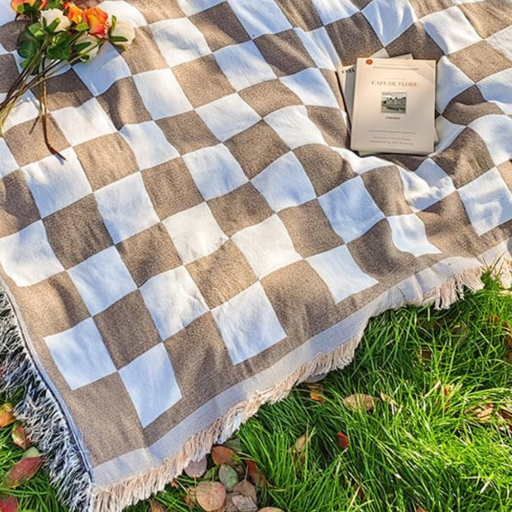 Picknickkleed Geruit | 130x180 cm | Met Franjes | Microvezel
