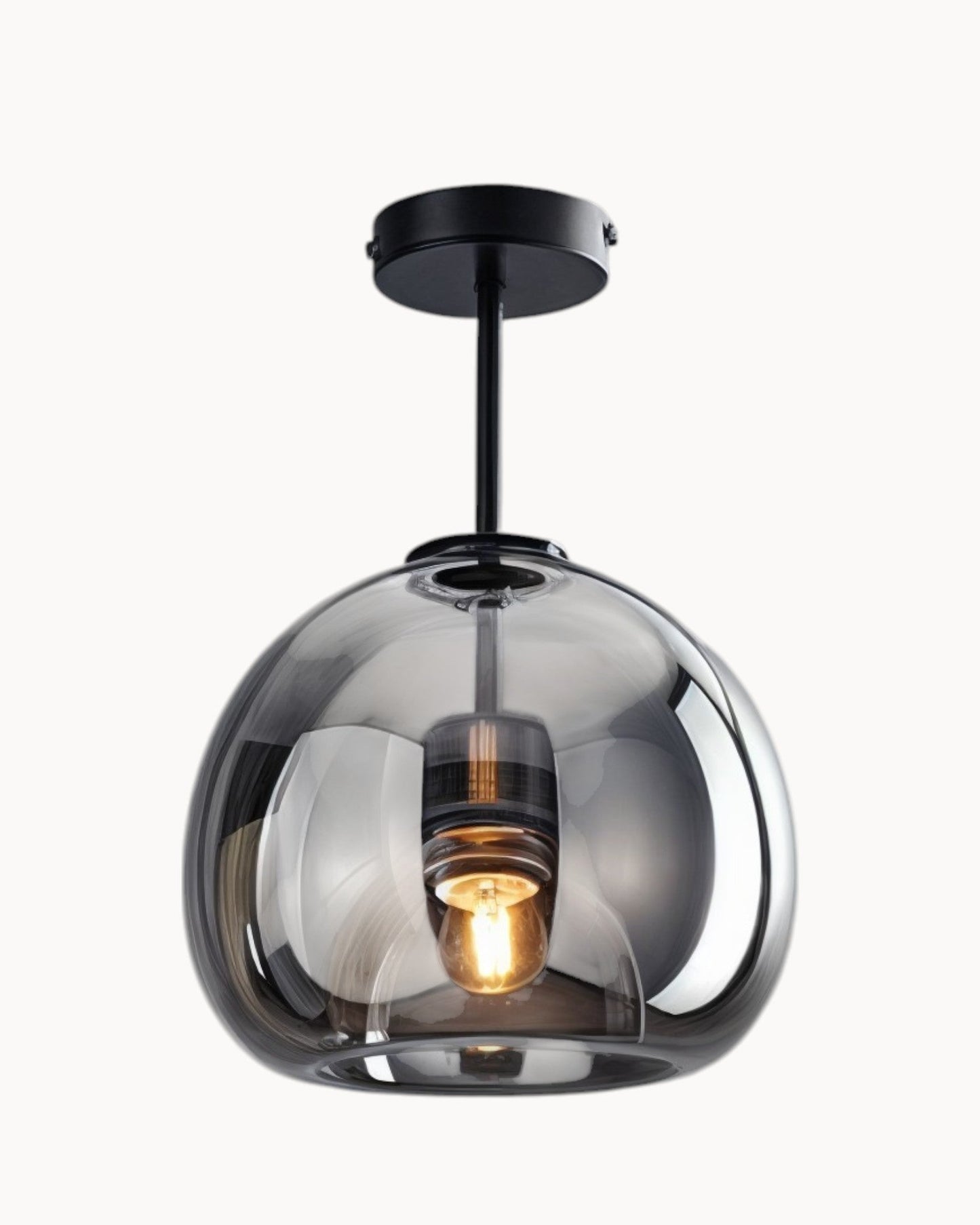 Moderne plafondlamp – glas rookgrijs / cognac | geïntegreerde LED-verlichting