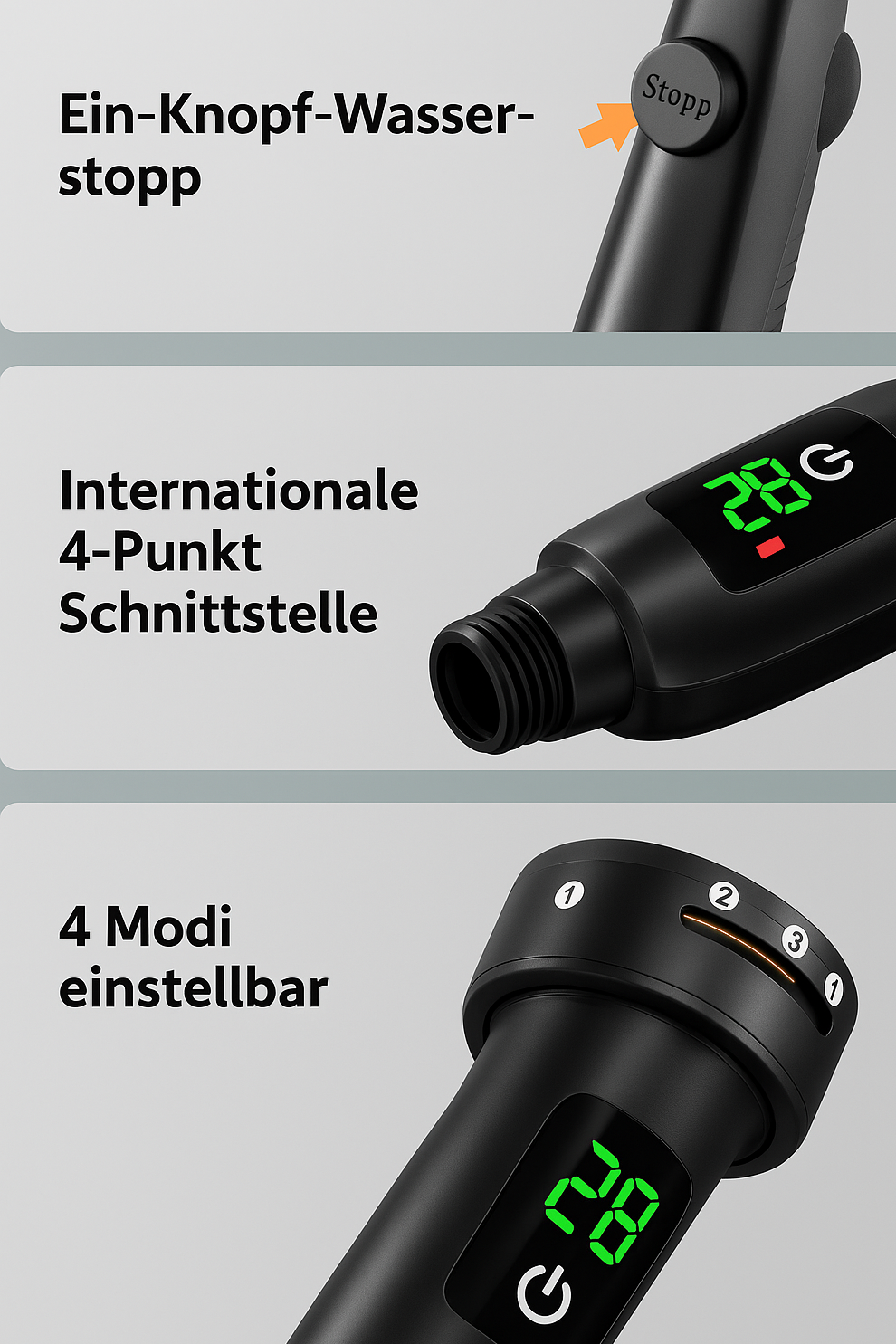 HydroSense Flow | LED-douchekop met filter & temperatuurweergave