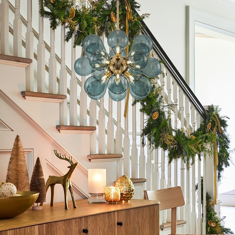 Aurevia | Blauwe glazen cluster hanglamp