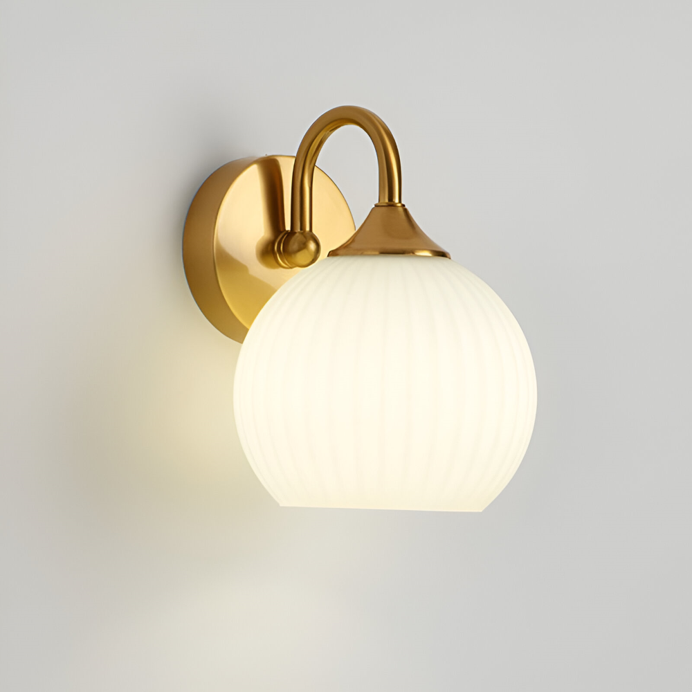 Lunaris – Hedendaagse bolvormige glazen wandlamp met gestreept ontwerp en LED-technologie