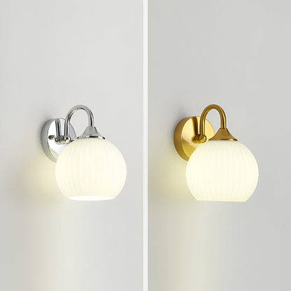 Lunaris – Hedendaagse bolvormige glazen wandlamp met gestreept ontwerp en LED-technologie