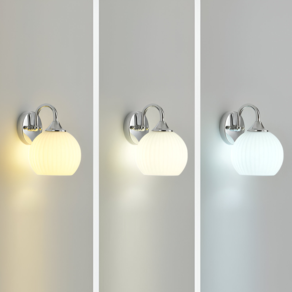 Lunaris – Hedendaagse bolvormige glazen wandlamp met gestreept ontwerp en LED-technologie