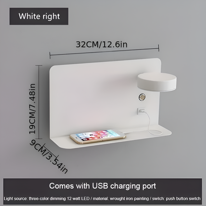DualDelight wandlamp | aluminium LED nachtlampje | met plank & USB-oplaadpoort