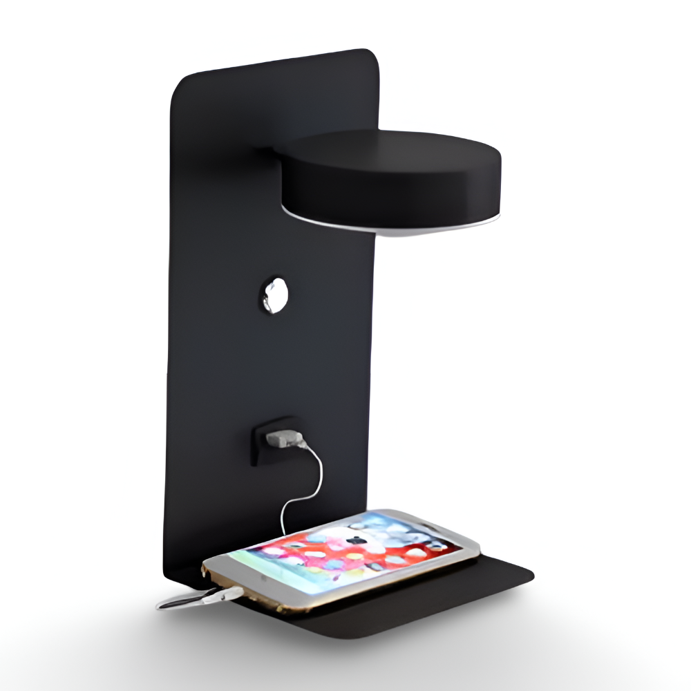 DualDelight wandlamp | aluminium LED nachtlampje | met plank & USB-oplaadpoort