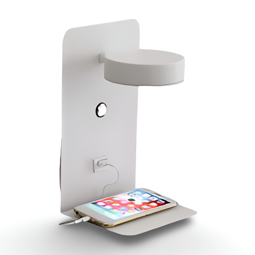 DualDelight wandlamp | aluminium LED nachtlampje | met plank & USB-oplaadpoort