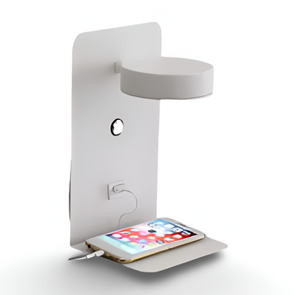 DualDelight wandlamp | aluminium LED nachtlampje | met plank & USB-oplaadpoort