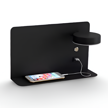DualDelight wandlamp | aluminium LED nachtlampje | met plank & USB-oplaadpoort