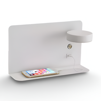 DualDelight wandlamp | aluminium LED nachtlampje | met plank & USB-oplaadpoort